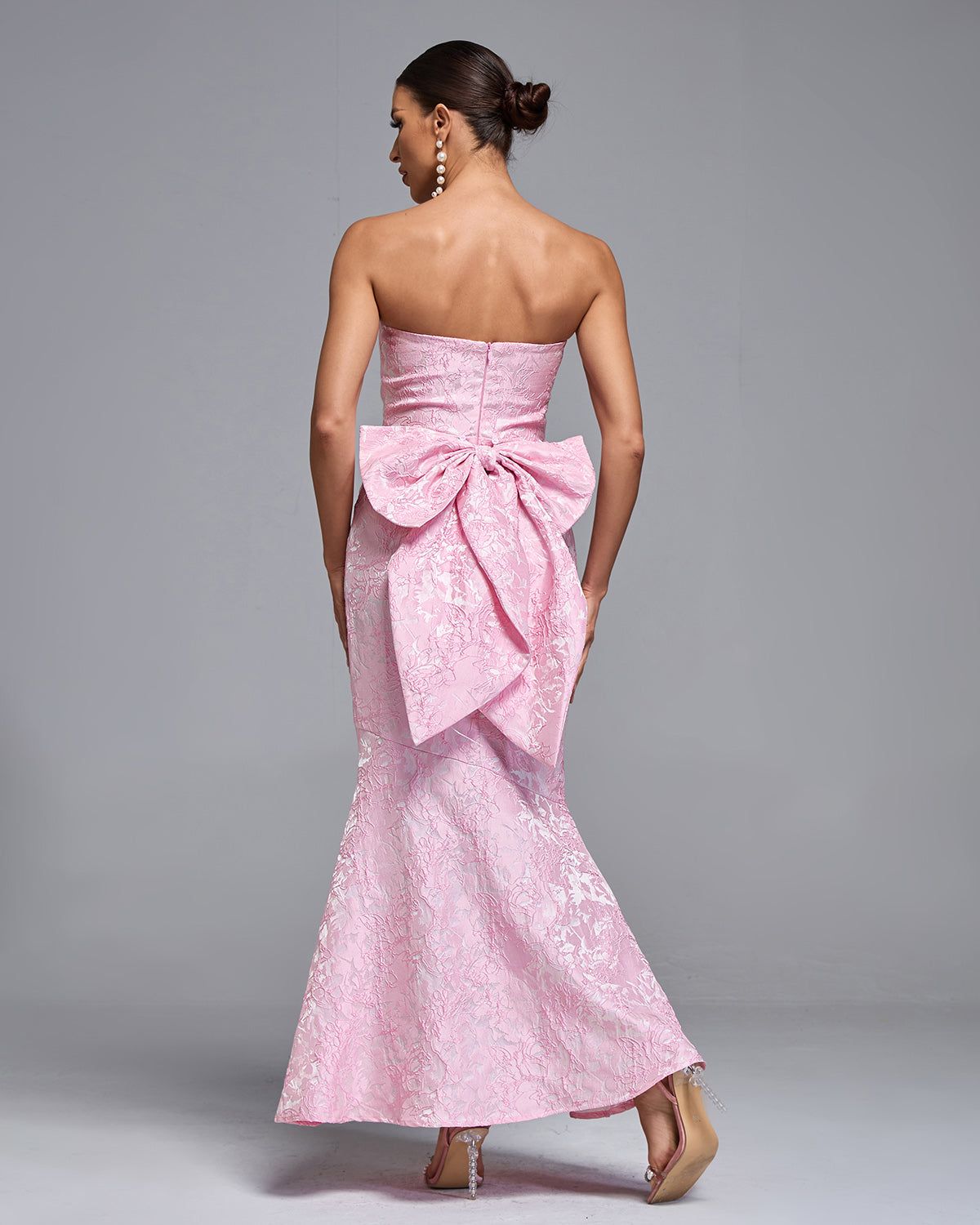 Huge Bow Jacquard Maxi Dress