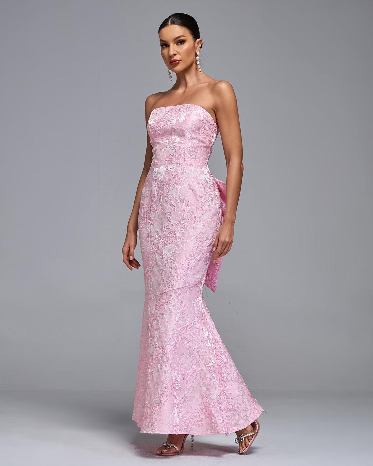 Huge Bow Jacquard Maxi Dress