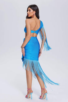 Asymmetric Tassel Bandage Dress