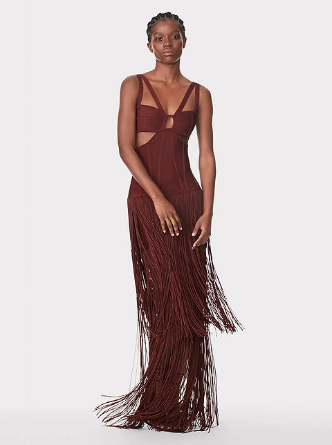 Hollow Out Fringe Bandage Dress