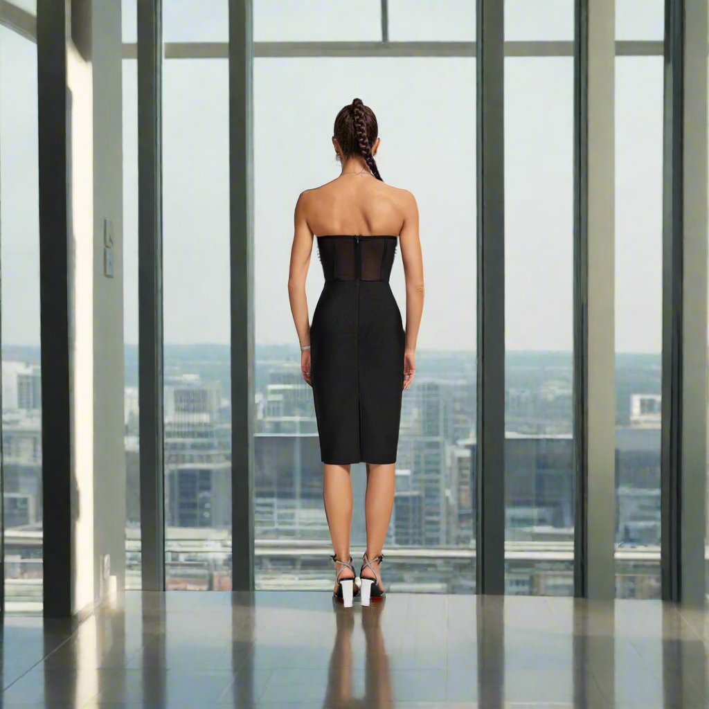 Strapless Leaves Strapless Bandage Dress