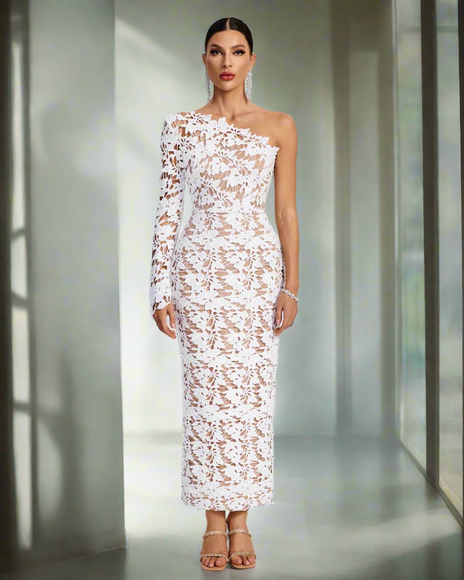 Elegant  Floral Lace Evening Dress