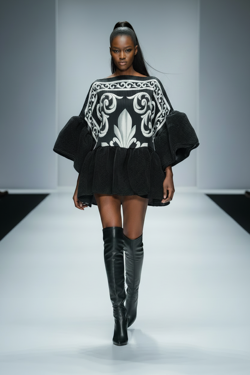 Pleated Elastic Casual Kaftan Top
