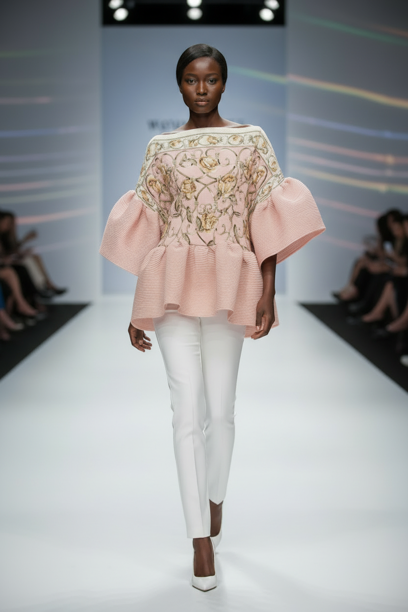 Pleated Elastic Casual Kaftan Top